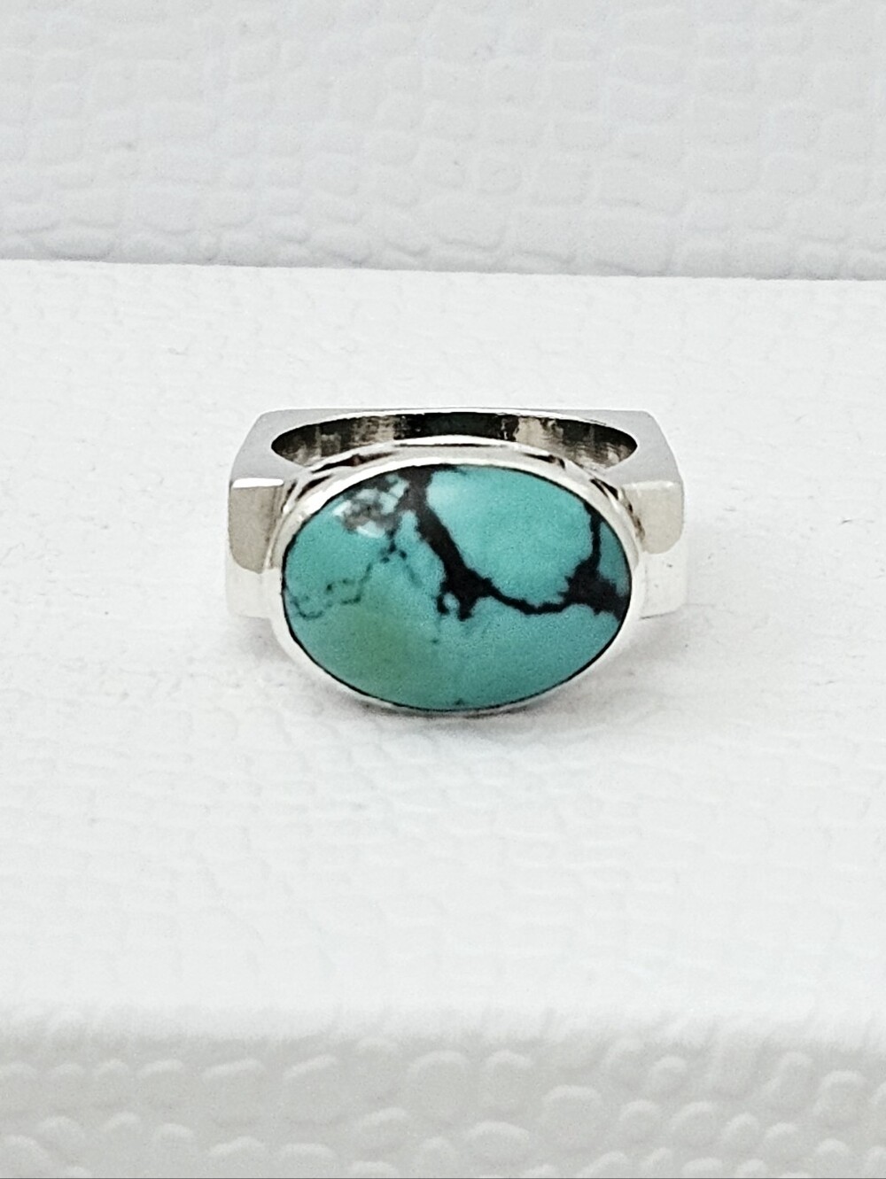Silpada Sterling Silver Turquoise Scroll Square Band Ring Size 7 R0786